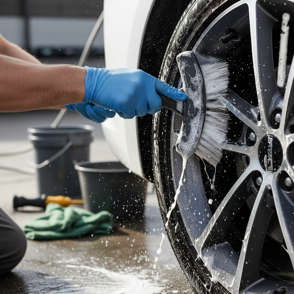 Wheel Brush In Use